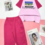 Đồ bộ quần lửng màu của tay áo tay ngắn in chữ BALENCIAGA