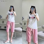 Đồ bộ quần lửng màu sọc áo tay ngắn in hình cá