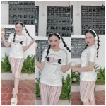 Đồ bộ quần lửng màu sọc áo tay ngắn in hình cá
