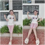 Đồ bộ quần lửng màu sọc áo tay ngắn in hình cá