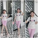 Đồ bộ quần lửng màu sọc áo tay ngắn in hình cá
