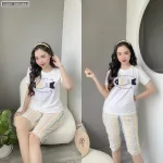 Đồ bộ quần lửng màu sọc áo tay ngắn in hình cá