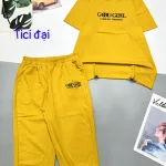 Đồ bộ quần lửng màu trơn áo tay ngắn in chữ GOOD GIRL
