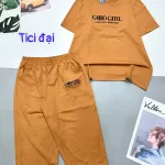Đồ bộ quần lửng màu trơn áo tay ngắn in chữ GOOD GIRL