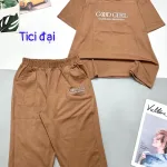 Đồ bộ quần lửng màu trơn áo tay ngắn in chữ GOOD GIRL