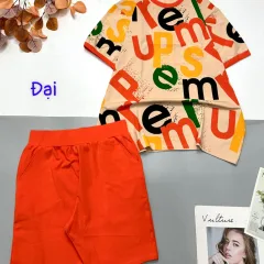 Đồ bộ quần lửng màu trơn áo tay ngắn in nhiều chữ