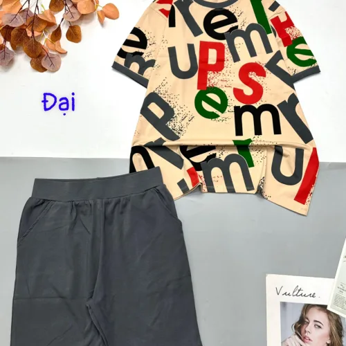 Đồ bộ quần lửng màu trơn áo tay ngắn in nhiều chữ
