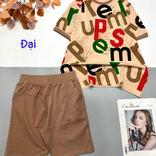 Đồ bộ quần lửng màu trơn áo tay ngắn in nhiều chữ