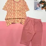 Đồ bộ quần lửng màu trơn áo tay ngắn in nhiều chữ đẹp