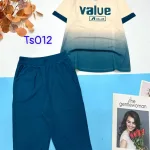 Đồ bộ quần ngố  áo tay ngắn loang in chữ Value