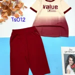 Đồ bộ quần ngố  áo tay ngắn loang in chữ Value