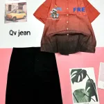 Đồ bộ quần ngố đen áo sơ mi tay ngắn cổ bẻ in hình gấu