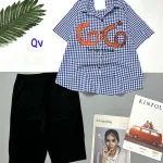 Đồ bộ quần ngố đen áo sơ mi tay ngắn in chữ COCO