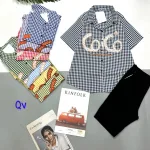 Đồ bộ quần ngố đen áo sơ mi tay ngắn in chữ COCO