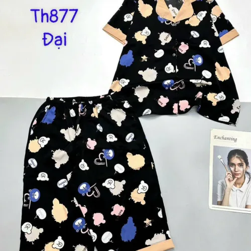 Đồ bộ quần ngố mango pijama có túi trước in nhiều hình
