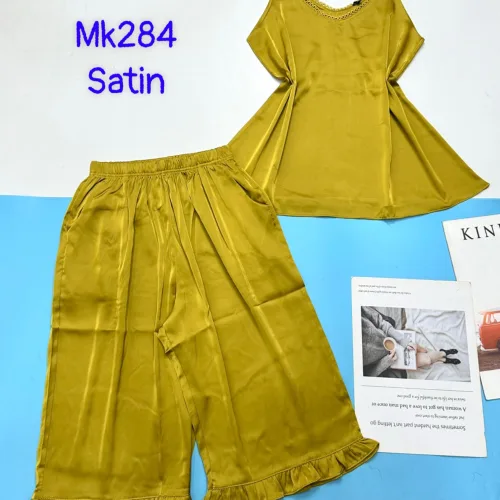 Đồ bộ satin quần lững áo 2 dây trơn