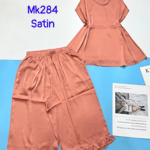 Đồ bộ satin quần lững áo 2 dây trơn