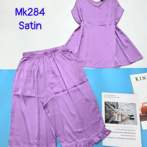 Đồ bộ satin quần lững áo 2 dây trơn