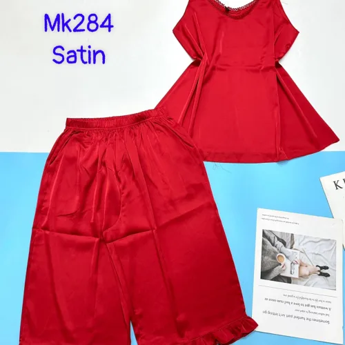 Đồ bộ satin quần lững áo 2 dây trơn