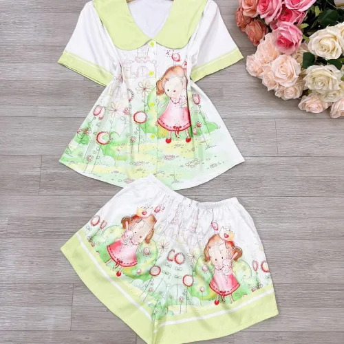 Đồ bộ  siêu mát quần đùi áo tay ngắn cổ bẻ in nhiều hình