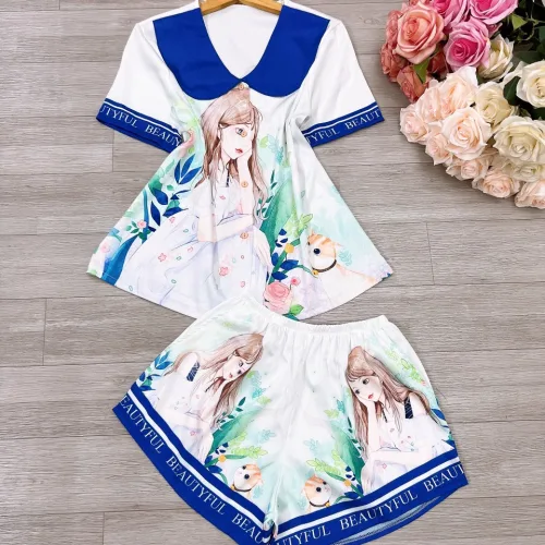 Đồ bộ  siêu mát quần đùi áo tay ngắn cổ bẻ in nhiều hình