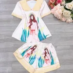 Đồ bộ  siêu mát quần đùi áo tay ngắn cổ bẻ in nhiều hình