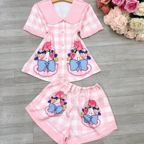 Đồ bộ  siêu mát quần đùi áo tay ngắn cổ bẻ in nhiều hình