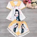 Đồ bộ  siêu mát quần đùi áo tay ngắn cổ bẻ in nhiều hình