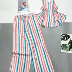 Đồ bộ sọc vải đũi quần dài sát nách có tầng