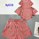 Đồ bộ sọc vải đũi quần đùi áo hai dây