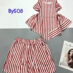 Đồ bộ sọc vải đũi quần đùi áo hai dây