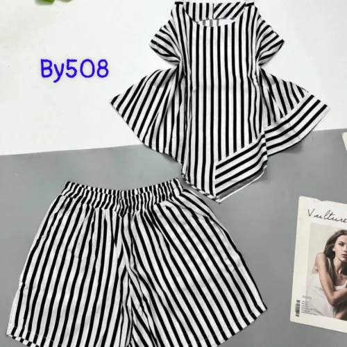 Đồ bộ sọc vải đũi quần đùi áo hai dây