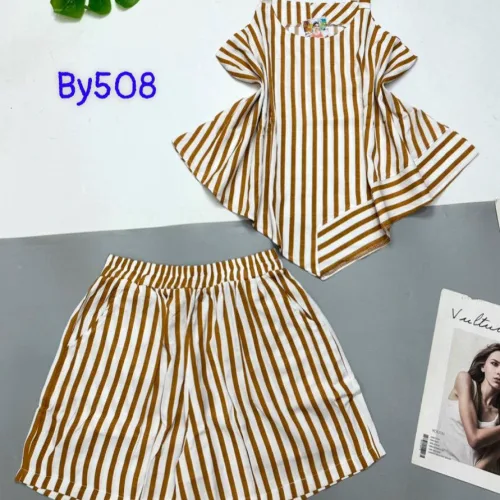 Đồ bộ sọc vải đũi quần đùi áo hai dây