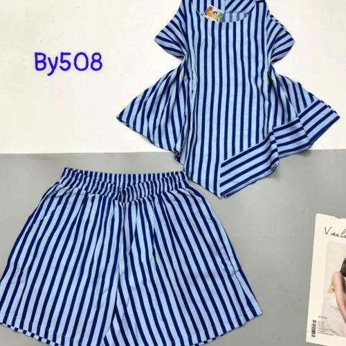 Đồ bộ sọc vải đũi quần đùi áo hai dây