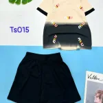 Đồ bộ tăm lạnh loang 2 màu quần đùi  áo cổ tròn tay ngắn in chữ