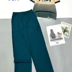 Đồ bộ tăm lạnh quần dài áo cổ tròn tay ngắn in chữ YAJ9