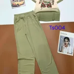 Đồ bộ tăm lạnh quần dài áo cổ tròn tay ngắn in hình máy nghe nhạc