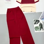 Đồ bộ tăm lạnh quần dài áo tay ngắn in chữ viền màu