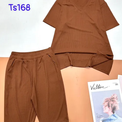 Đồ bộ tăm lạnh quần ngố áo cổ v trơn