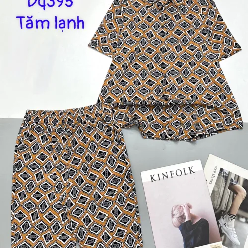 Đồ bộ tăm lạnh quần ngố áo sơ mi nhiều hoạ tiết