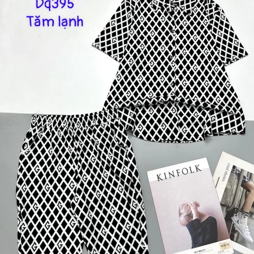 Đồ bộ tăm lạnh quần ngố áo sơ mi nhiều hoạ tiết