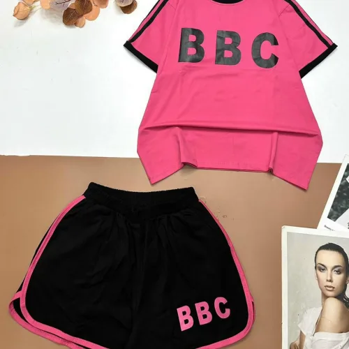 Đồ bộ thun cotton quần đùi áo tay ngắn in chữ BBC