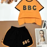 Đồ bộ thun cotton quần đùi áo tay ngắn in chữ BBC