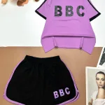 Đồ bộ thun cotton quần đùi áo tay ngắn in chữ BBC