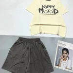Đồ bộ thun cotton quần đùi áo tay ngắn in chữ HAPPY