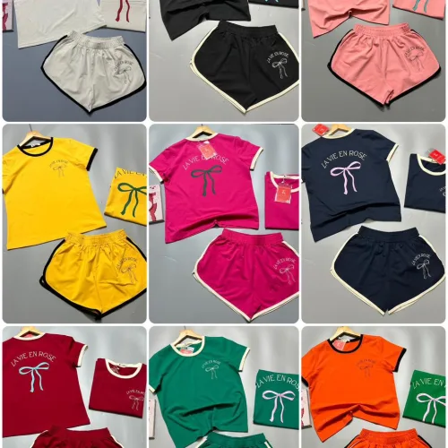 Đồ bộ thun cotton quần đùi áo tay ngắn in hình cái nơ