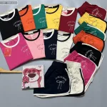Đồ bộ thun cotton quần đùi áo tay ngắn in hình cái nơ