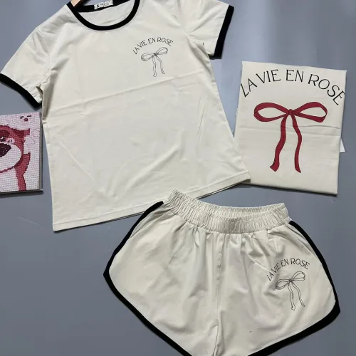 Đồ bộ thun cotton quần đùi áo tay ngắn in hình cái nơ
