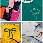 Đồ bộ thun cotton quần đùi áo tay ngắn in hình cái nơ