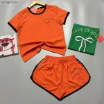 Đồ bộ thun cotton quần đùi áo tay ngắn in hình cái nơ